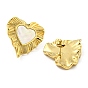 304 Stainless Steel Heart Stud Earrings, with Natural Shell