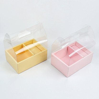 Пластиковая и бумажная прозрачная цветочная подарочная коробка, с 2 отделением, для упаковки кекса для выпечки торта, прямоугольные