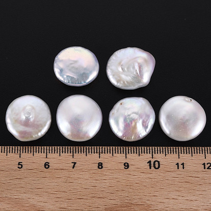 Perles de perles keshi naturelles, perle de culture d'eau douce, pas de trous / non percés, plat rond