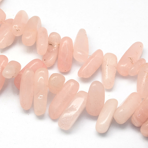 Naturelle quartz rose pierre rangées de perles, nuggets, longueur d'environ 13~22 mm ,  largeur de 6~9 mm, épaisseur de 4~9mm, Trou: 1mm, Environ 60 pcs/chapelet, 15.7 pouce