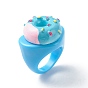 Bonito anillo de dedo de resina 3d, anillo ancho de acrílico para mujeres niñas, color mezclado