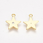 Brass Charms, Nickel Free, Real 18K Gold Plated, with Cubic Zirconia, Star, Clear