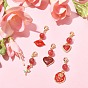 Valentine's Day Alloy Enamel Pendants Decoratios, with Round Resin Beads and Stainless Steel Lobster Claw Clasps, Mixed Shapes