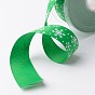 Snowflake Polyester Grosgrain Ribbon for Christmas, 1 inch(25mm), about 100yards/roll(91.44m/roll)