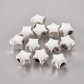 Tibetan Style Alloy European Beads, Large Hole Star Beads, Cadmium Free & Lead Free, 11x7mm, Hole: 4mm, about 462pcs/1000g
