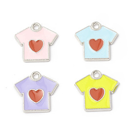 Alloy Enamel Pendants, T-shirt with Heart Pattern