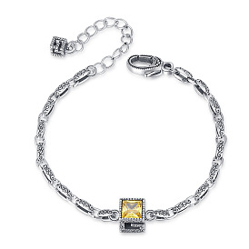 Великолепный винтажный готический серебряный браслет с замысловатой цветочной гравировкой из циркония