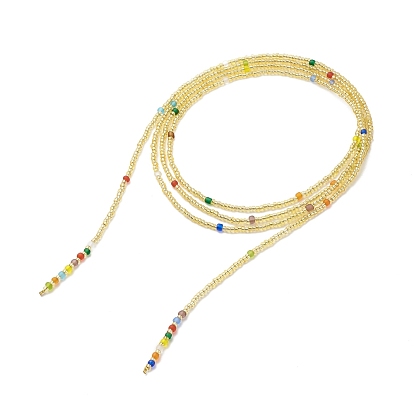 Многослойное женское ожерелье из стеклянных бусин и веревочного узла