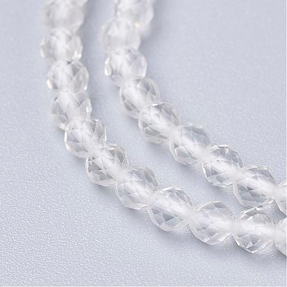 De perlas de cristal de cuarzo natural hebras, cuentas de cristal de roca, facetados, rondo