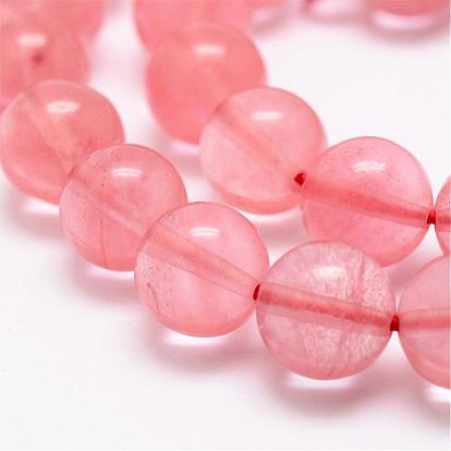 Cherry Quartz Glass Bead Strands, Round