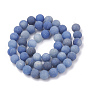 Azules naturales perlas de aventurina hebras, esmerilado, Grado A, rondo