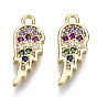 Brass Micro Cubic Zirconia Charms, Nickel Free, Real 18K Gold Plated, Wing, Colorful