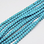 Perles synthétiques turquoise brins, teint, ronde