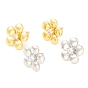 Brass Flower Stud Earrings with Clear Cubic Zirconia, Lead Free & Cadmium Free