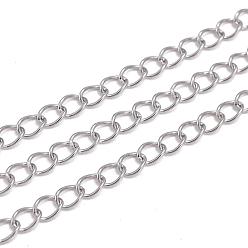 304 Stainless Steel Twisted Chains, for DIY Jewelry Making, Soldered, 5x4x0.6mm