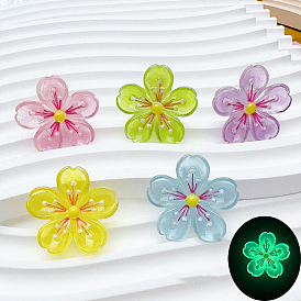 Luminous Transparent Resin Flower Cabochons, Glow in Dark, Miniature Ornaments