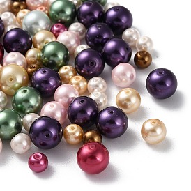 Perles rondes en verre teinté écologique, 6~10mm, Trou: 0.7mm