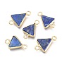 Natural Lapis Lazuli Links Connectors, with Real 18K Gold Plated Brass Findings, Triangle