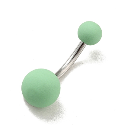 10 pcs haltère incurvé perlé rond en acrylique, 304 anneau de nombril piercing en acier inoxydable pour femme