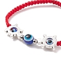 Resin Evil Eye & Alloy Braided Bead Bracelet, Adjustable Bracelet for Women