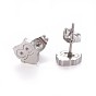 304 Stainless Steel Stud Earrings, Hypoallergenic Earrings, with Ear Nuts/Earring Back, Owl