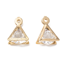 Crystal Glass Rhinestone Pendants, with Iron Finding, Triangle Charms