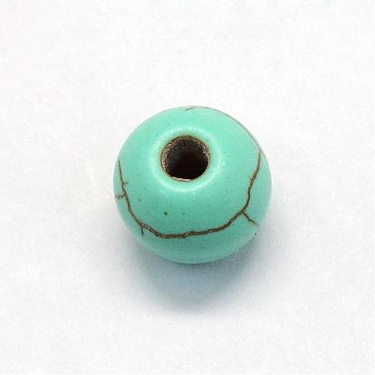 Perles de turquoise synthétiques, ronde, teint