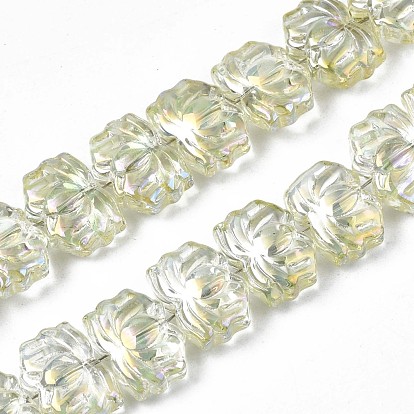 Perlas de vidrio electroplate hebra, color de ab, flor de loto