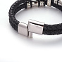 Retro Braided Leather Cord Bracelets, with 304 Stainless Steel Clasps and Findings