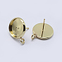 Brass Stud Earring Settings, with Loop, Flat Round
