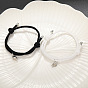 2Pcs Alloy with Resin Stretch Bracelets, with Magnetic, Valentine's Day Theme