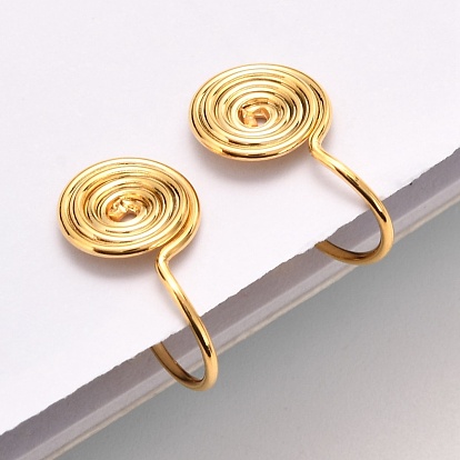 Brass Clip-on Earring Converters Findings, with Spiral Pad and Loop, for Non-pierced Ears