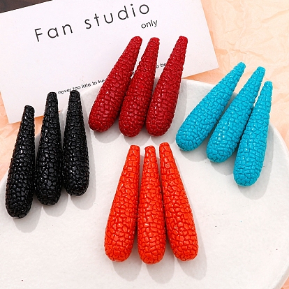 Opaque Resin Cone Beads, Textured, Half Drilled