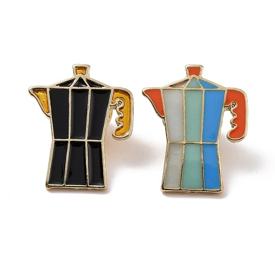 Coffeepot Enamel Pin, Light Gold Plated Alloy Badge for Backpack Clothes
