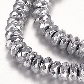 Electroplate Non-magnetic Synthetic Hematite Beads Strands, Faceted, Rondelle