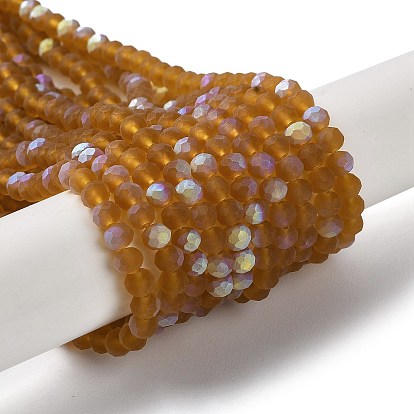 Chapelets de perles en verre transparentes  , facette, givré, demi couleur ab plaqué, rondelle