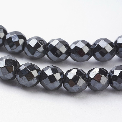 Non-Magnetic Synthetic Hematite Beads Strands, Faceted, Round, 4mm