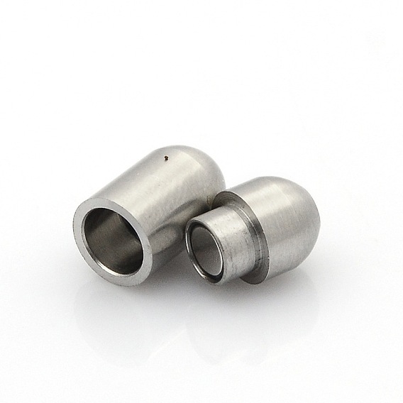 304 Stainless Steel Matte Surface Magnetic Clasps with Glue-in Ends, Barrel