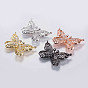 Brass Micro Pave Cubic Zirconia Pendants, Butterfly