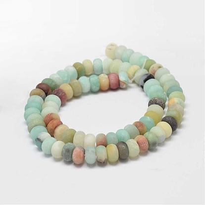 Frosted Rondelle Natural Flower Amazonite Beads Strands