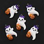 Halloween Opaque Resin Pendants, with Platinum Tone Iron Loops, Ghost with Pumpkin