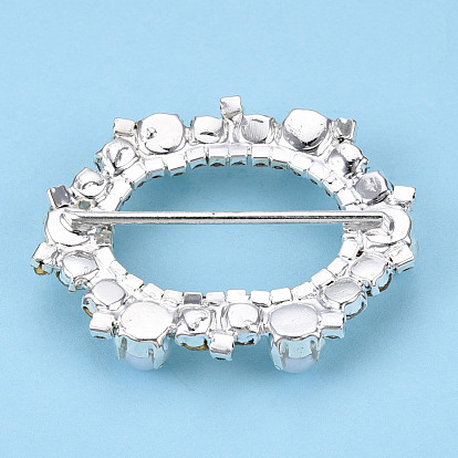 Oval Brass Rhinestone Buckle Clasps, with ABS Plastic Imitation Pearl, For Webbing, Strapping Bags, Garment Accessories