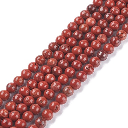 Rouge naturel perles de jaspe brins, a- année, ronde