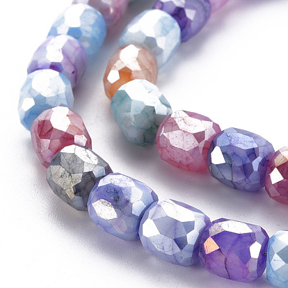 Cuisson opaque de perles de verre peintes, pierres d'imitation, facette, de couleur plaquée ab , colonne