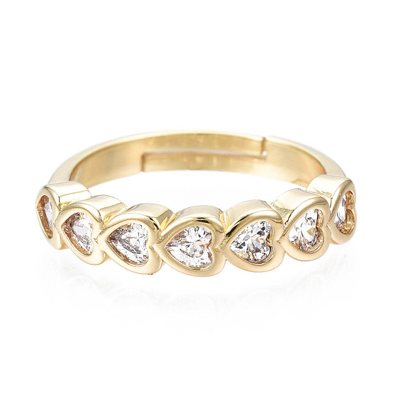 Infinity Love Cubic Zirconia Heart Adjustable Ring, Brass Finger Ring for Women, Nickel Free