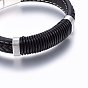 Leather Cord Bracelets, 304 Stainless Steel Magnetic Clasp, Rectangle