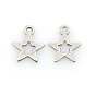 304 Stainless Steel Charms, Star Pendants, 10x9x1mm, Hole: 1mm