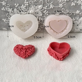 Heart with Flower Food Grade Silicone Candle Molds, For Candle Making