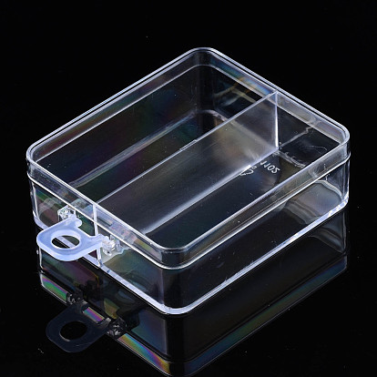 Polystyrene Bead Storage Containers, with Cover and 2 Grids, for Jewelry Beads Small Accessories, Rectangle