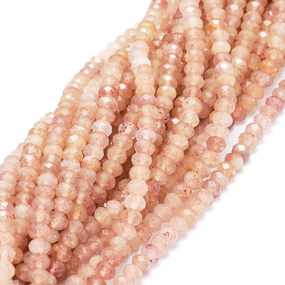 Naturel de fraise de quartz brins de perles, facette, rondelle